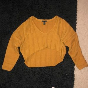Mustard Yellow High-Low cropped sweater